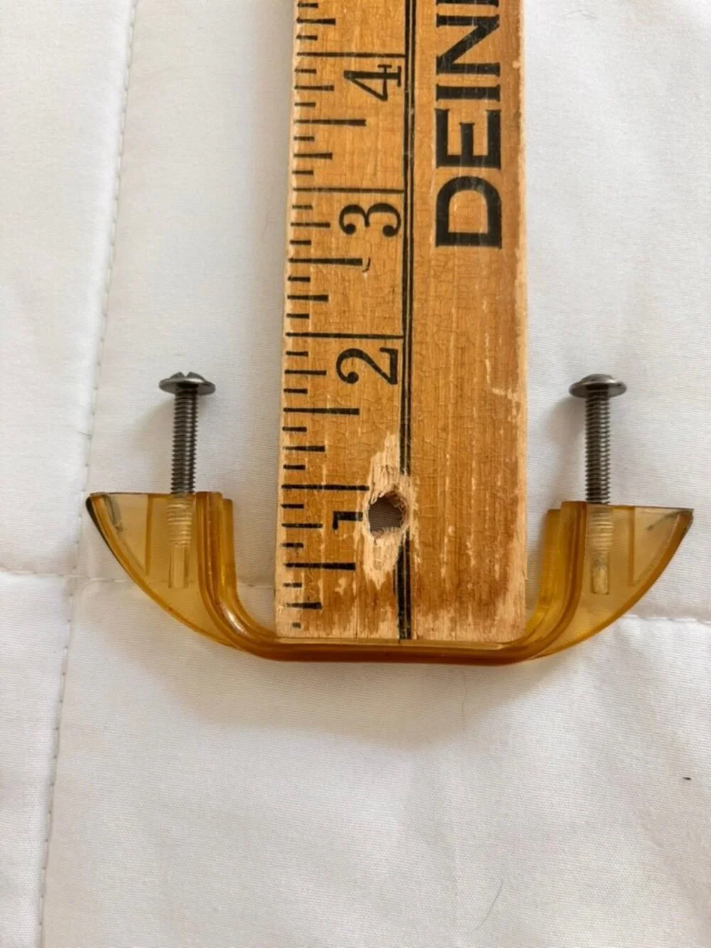 Vintage MCM Lucite or celluloid amber cabinet drawer pull handle